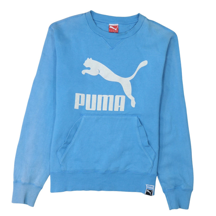 Puma Men's Blue Crew Neck Logo Pullover Sweatshirt M