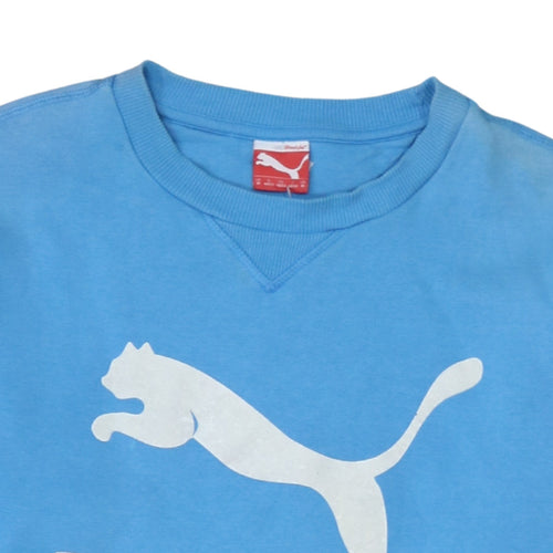 Puma Men's Blue Crew Neck Logo Pullover Sweatshirt M
