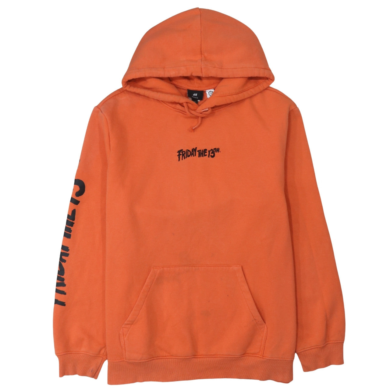 H&M Men’s Orange Friday the 13th Pullover Hoodie Size L Horror Graphic