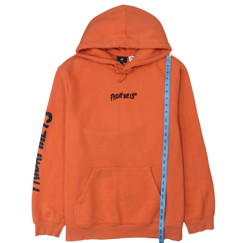H&M Men’s Orange Friday the 13th Pullover Hoodie Size L Horror Graphic