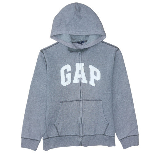 GAP Men's Grey Full Zip Hoodie L Logo Fleece Sweatshirt