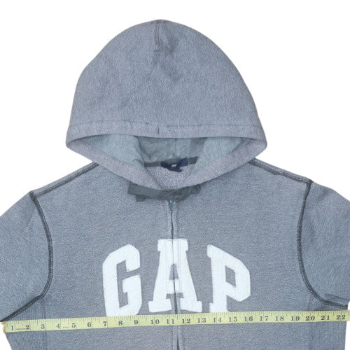 GAP Men's Grey Full Zip Hoodie L Logo Fleece Sweatshirt
