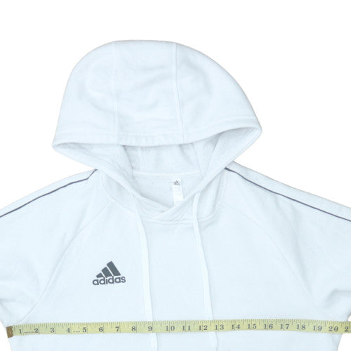 Adidas Men's White Small Pullover Hoodie Fleece Sportswear