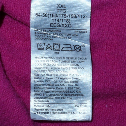 GAP Womens Pink Pullover Hoodie XXL Cotton Blend Casual Sweatshirt