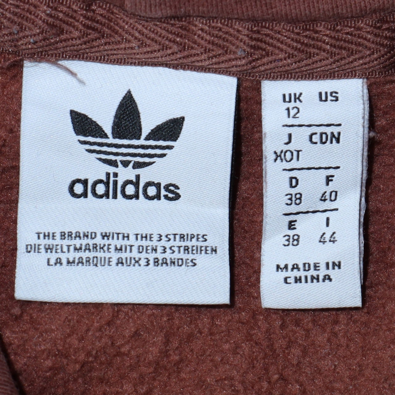 Adidas Womens Brown Pullover Hoodie Size 12 Cotton Blend Logo Design