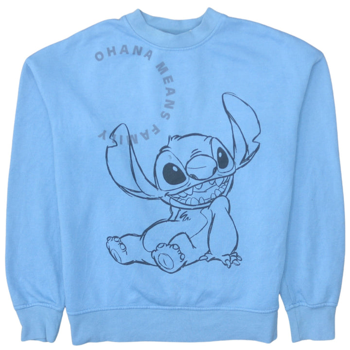Disney Womens Blue Stitch Sweatshirt XS Crew Neck Pullover