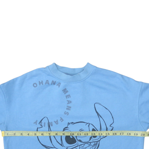 Disney Womens Blue Stitch Sweatshirt XS Crew Neck Pullover