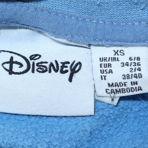 Disney Womens Blue Stitch Sweatshirt XS Crew Neck Pullover