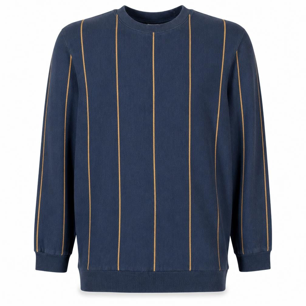 Front view of Zara Men's Blue Striped Pullover Sweatshirt XL Cotton Blend