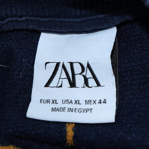 ZARA Men's Blue Striped Pullover Sweatshirt XL Cotton Blend