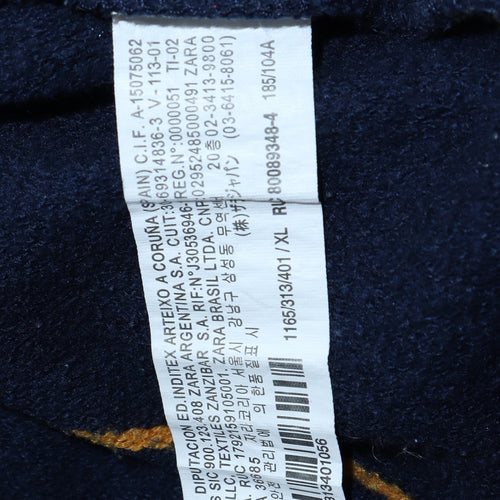ZARA Men's Blue Striped Pullover Sweatshirt XL Cotton Blend