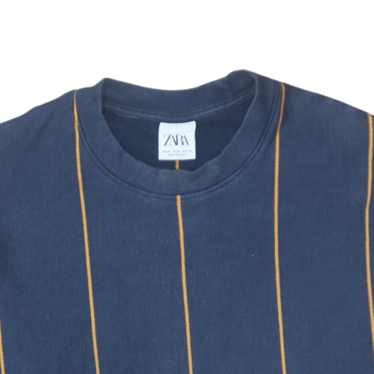 ZARA Men's Blue Striped Pullover Sweatshirt XL Cotton Blend