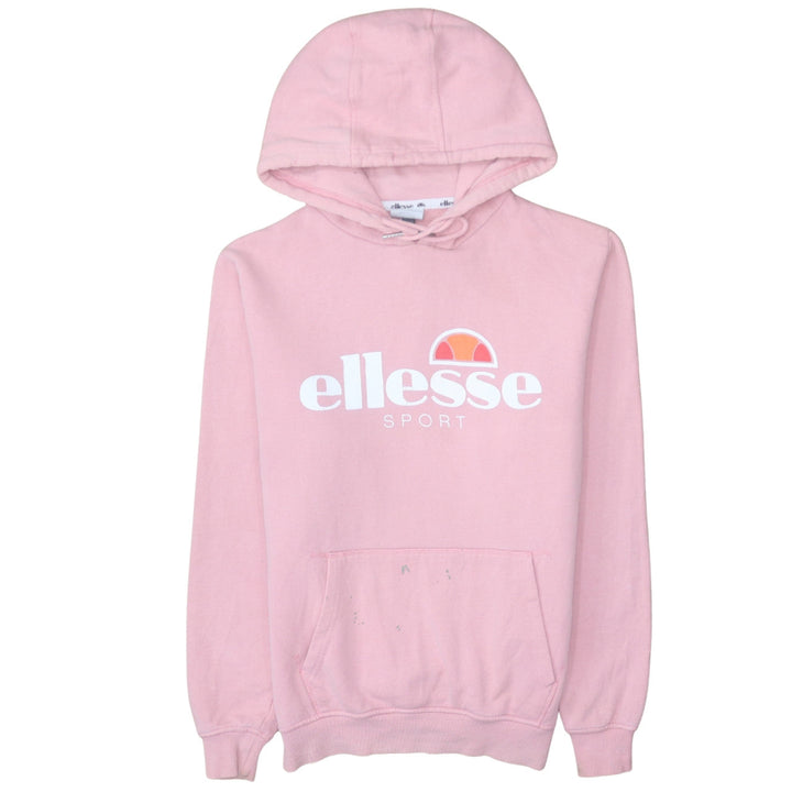 Ellesse Womens Pink Hoodie UK 12 Pullover Cotton Blend Logo Sportwear