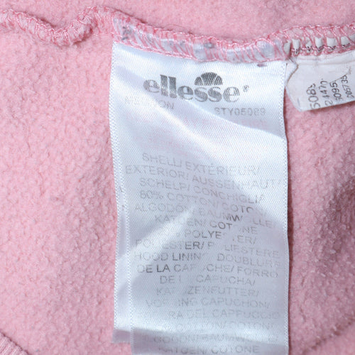 Ellesse Womens Pink Hoodie UK 12 Pullover Cotton Blend Logo Sportwear