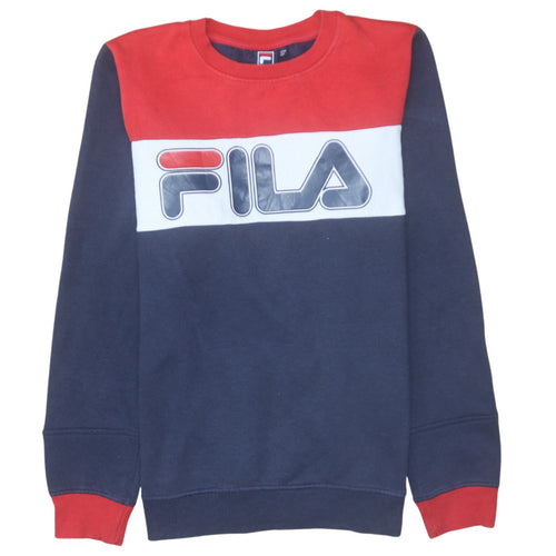 FILA Boys Multicoloured 176cm Pullover Sweatshirt Colourblock Logo