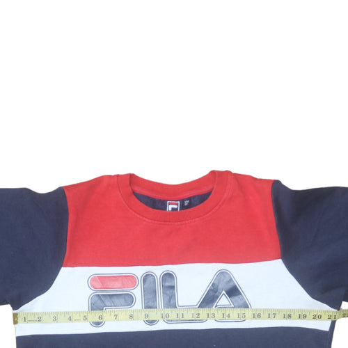 FILA Boys Multicoloured 176cm Pullover Sweatshirt Colourblock Logo
