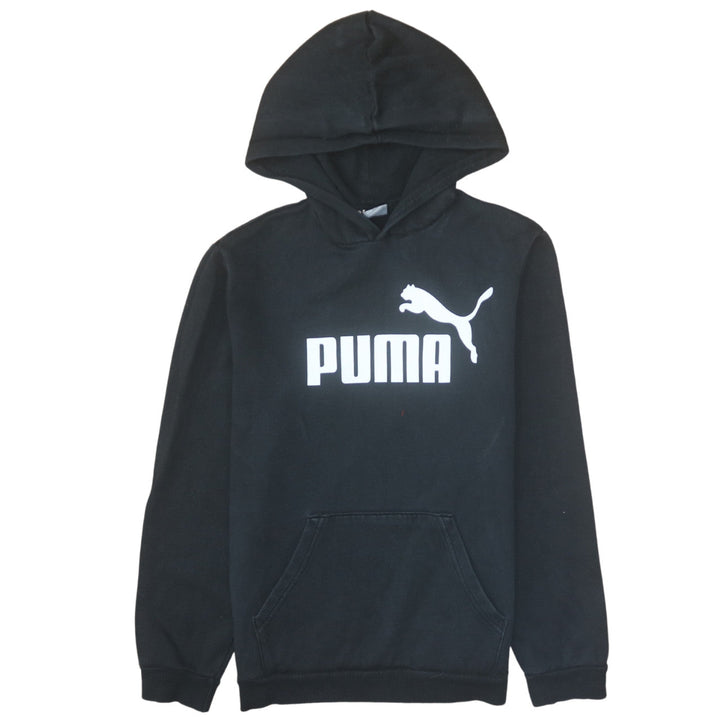 Puma Boys Black Pullover Hoodie 15-16 Years Fleece Logo Sweatshirt