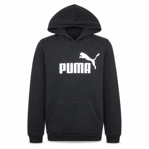 Puma Boys Black Pullover Hoodie 15-16 Years Fleece Logo Sweatshirt