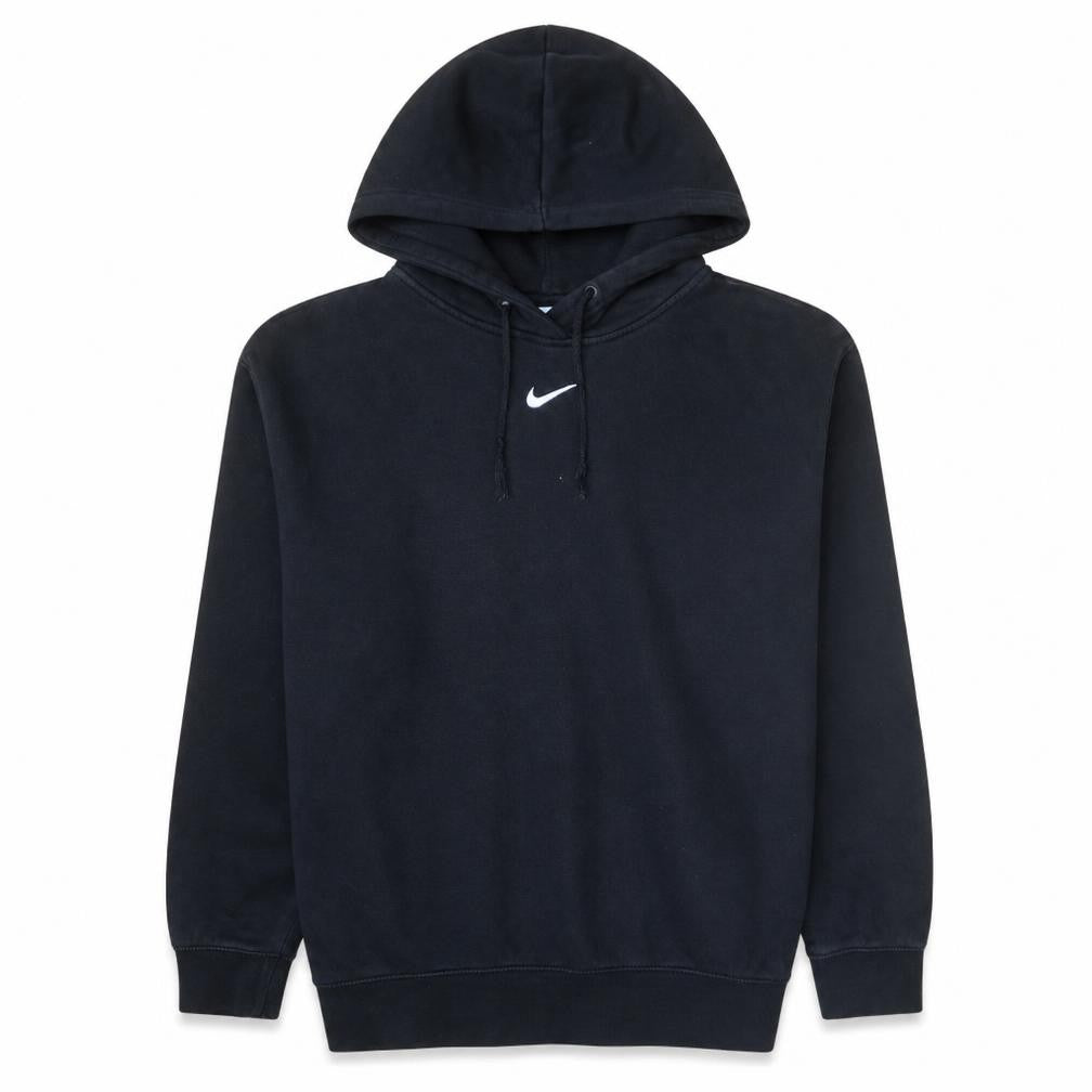 Front view of Nike Men's Black Pullover Hoodie Small Logo Fleece Sweatshirt