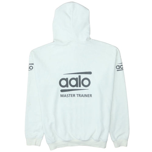 Asics Women White Pullover Hoodie Size L Graphic Print Cotton Blend