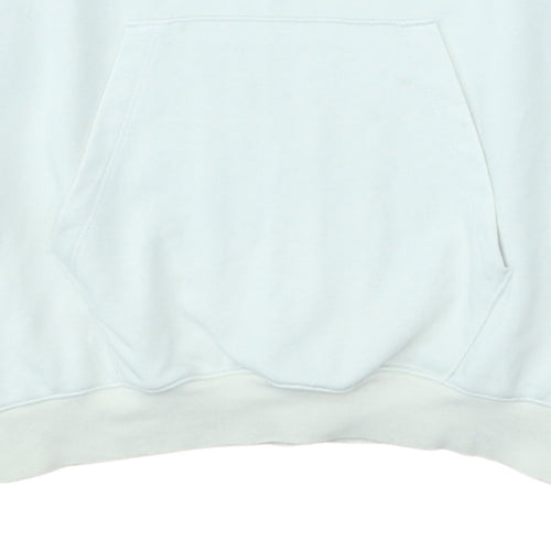 Asics Women White Pullover Hoodie Size L Graphic Print Cotton Blend