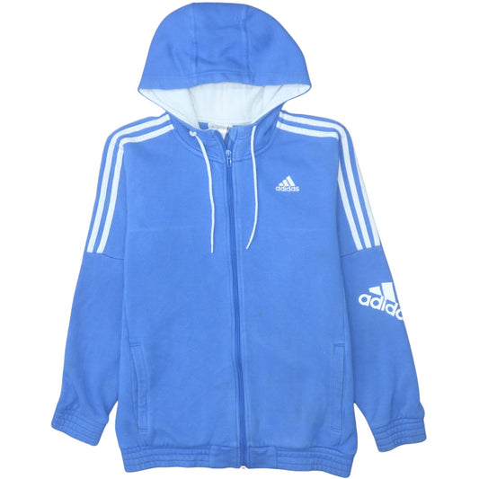 Adidas Men Blue Full Zip Hoodie Size M Regular Fit Sportswear