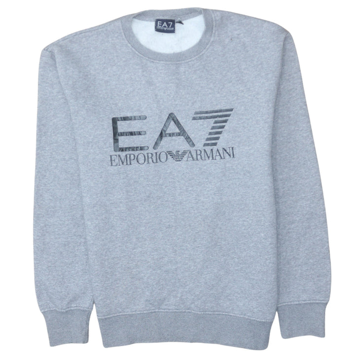 Emporio Armani EA7 Men's Grey Small Crew Neck Sweatshirt Cotton Blend