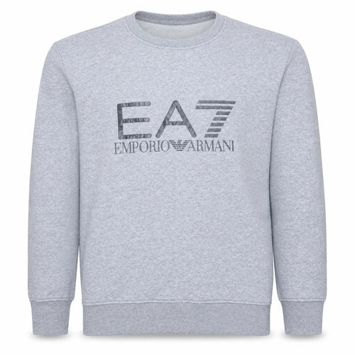 Emporio Armani EA7 Men's Grey Small Crew Neck Sweatshirt Cotton Blend