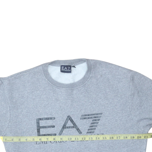 Emporio Armani EA7 Men's Grey Small Crew Neck Sweatshirt Cotton Blend