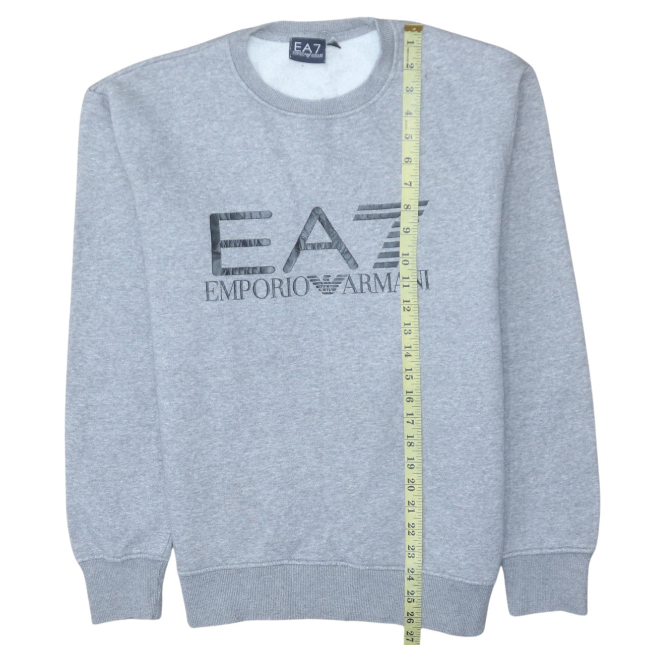 Emporio Armani EA7 Men's Grey Small Crew Neck Sweatshirt Cotton Blend