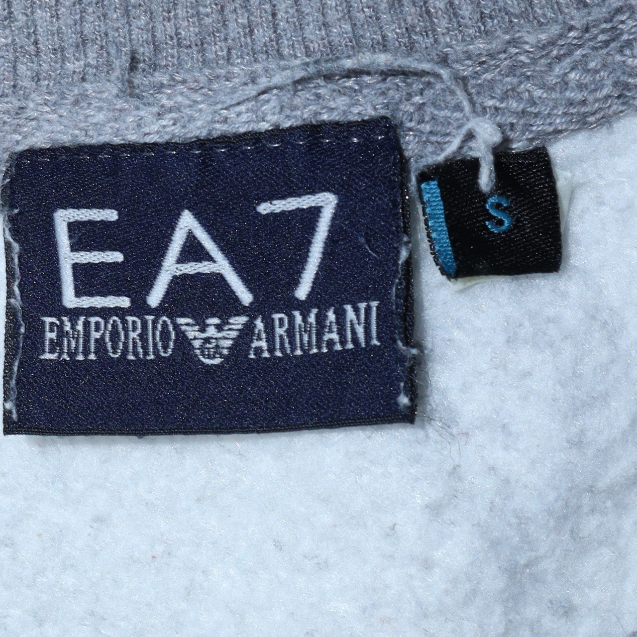 Emporio Armani EA7 Men's Grey Small Crew Neck Sweatshirt Cotton Blend