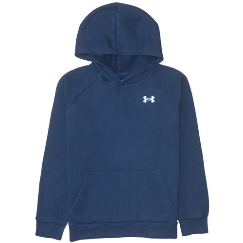 Under Armour Boys Blue Pullover Hoodie 13-14 Years Cotton Blend Fleece