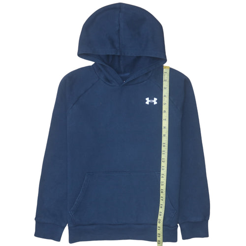 Under Armour Boys Blue Pullover Hoodie 13-14 Years Cotton Blend Fleece