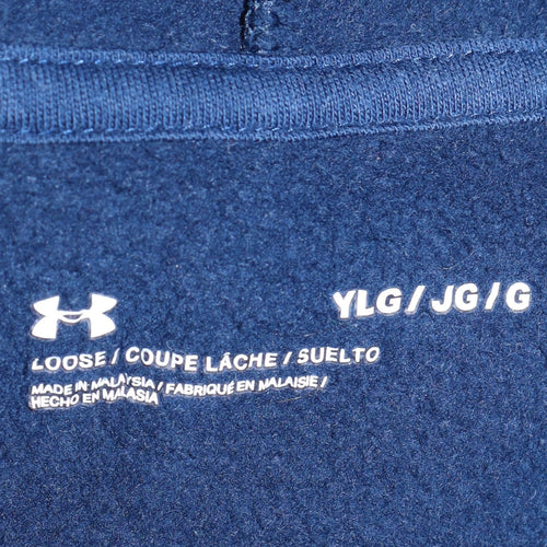 Under Armour Boys Blue Pullover Hoodie 13-14 Years Cotton Blend Fleece