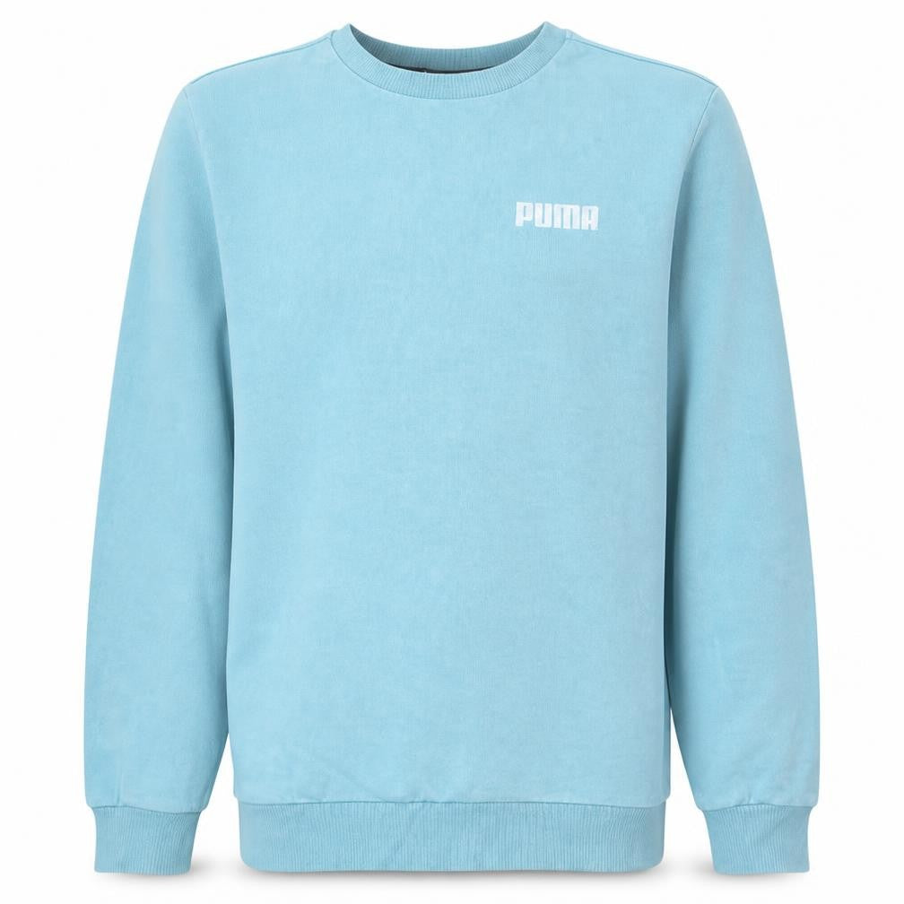 Front view of Puma Men's Blue Crew Neck Pullover Sweatshirt, size S