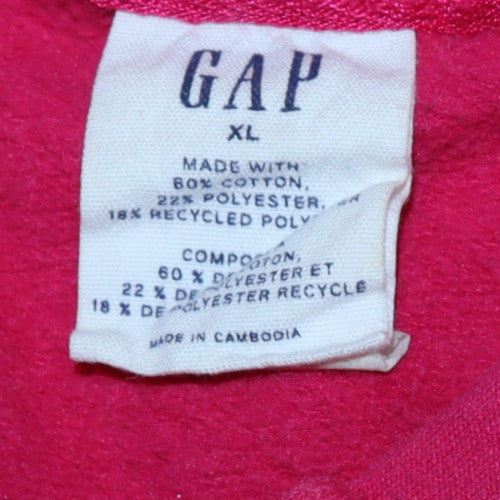 GAP Women Pink Full Zip Hoodie XL Cotton Blend Lined Sweatshirt