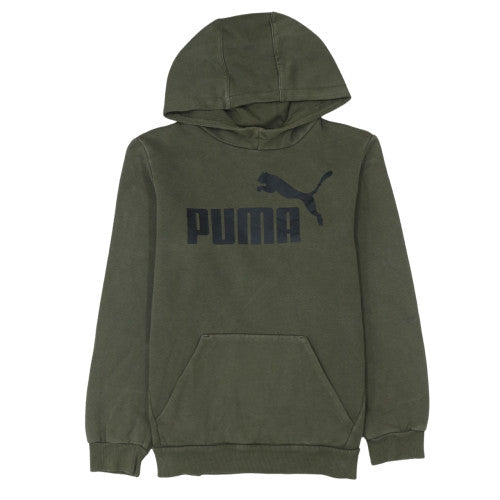 Puma Boys Green Pullover Hoodie 13-14 Years Hooded Fleece Sweatshirt