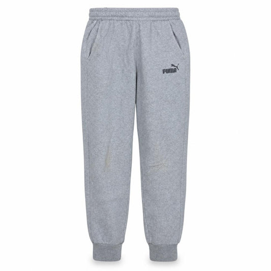 Front view of Puma men’s grey m jogger fleece sweatpants elastic waist tapered fit