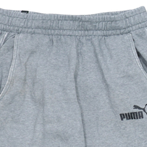 Puma Mens Grey M Jogger Fleece Sweatpants Elastic Waist Tapered Fit