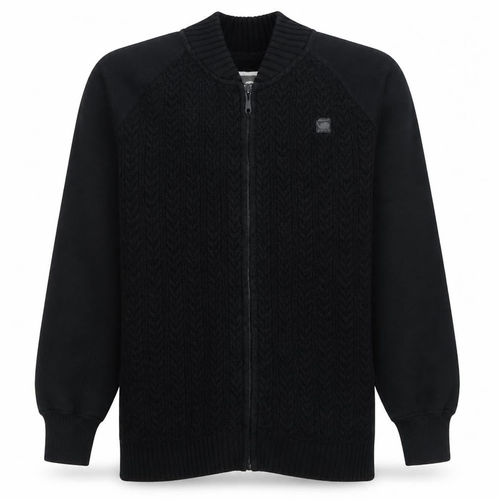 Front view of G-Star RAW Men's Black L Basic Full Zip Knit Jacket, size L