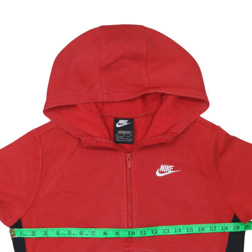 Nike Boys Red Colourblock XL Fleece Pullover Hoodie with 1/4 Zip