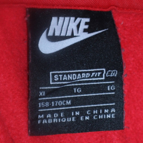 Nike Boys Red Colourblock XL Fleece Pullover Hoodie with 1/4 Zip