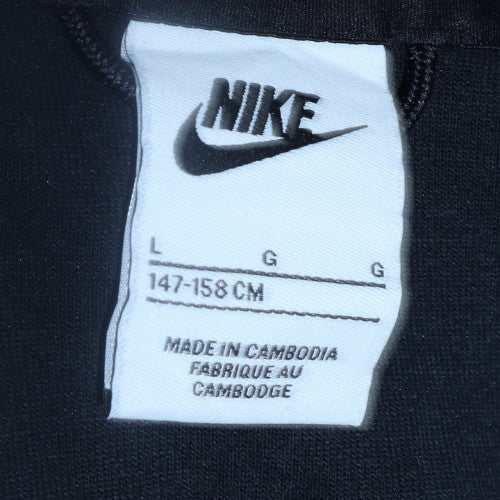 Nike Boys Black Full Zip Hoodie Size L 147-158cm Sports Fleece Sweatshirt