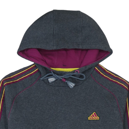Adidas Mens Grey Pullover Hoodie M Sports Fleece Sweatshirt