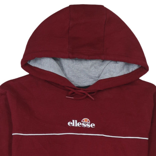 Ellesse Mens Red Pullover Hoodie M Regular Fleece Logo Sportswear
