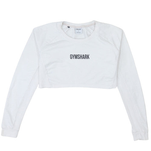 Gymshark Womens White Small Cropped Pullover Sweatshirt