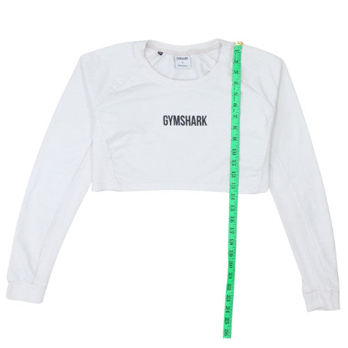 Gymshark Womens White Small Cropped Pullover Sweatshirt