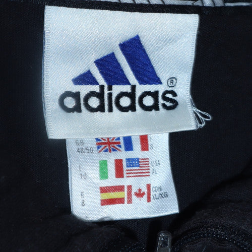 Adidas Men Black L 1/4 Zip Collared Sports Sweatshirt Vintage