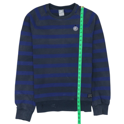 Nike Men's Blue Striped Crew Neck Pullover Sweatshirt S Regular Fit
