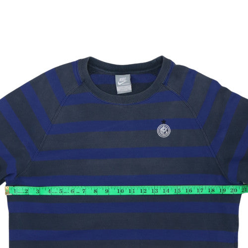 Nike Men's Blue Striped Crew Neck Pullover Sweatshirt S Regular Fit